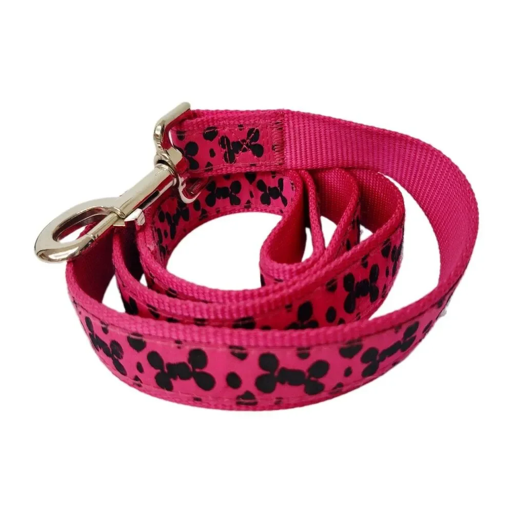 Lot of 3 Dog Leashes Black Pink Reflective Nylon 45